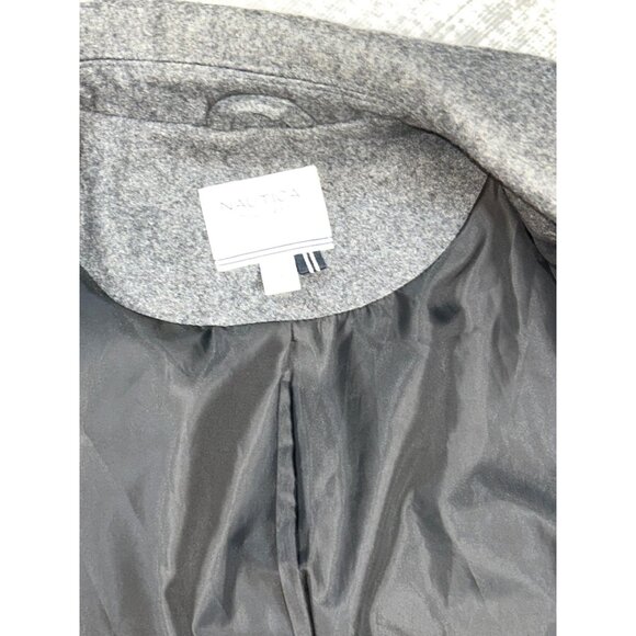 Nautica Womens Wool Blend Pea Coat Size M Gray Preppy Academia Countryside - Picture 7 of 8